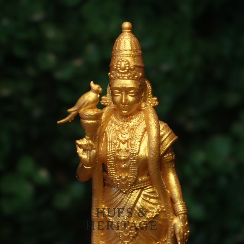 Goddess Meenakshi with Parrot – The Empress of Grace and Power